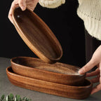 Creative Boat-shaped Wooden Bowl Household Solid Wood Oval Acacia Wood Dried Fruit Plate Snacks Snack... - House Of Avana