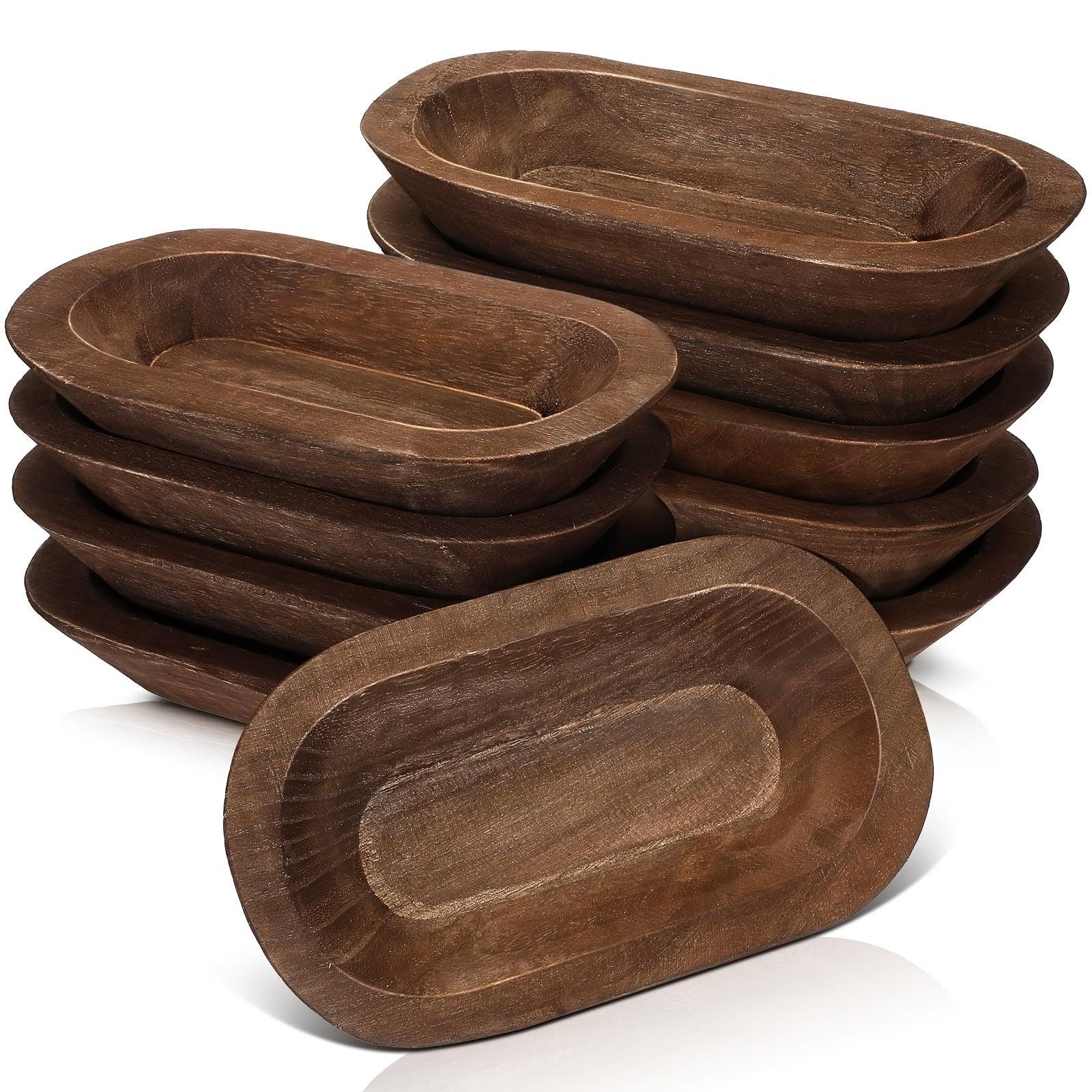 10 Pack Wooden Dough Bowls Bulk Rustic Dough Bowls Hand Carved Wood Bowl Dining Room Paulownia Bowls for... - House Of Avana