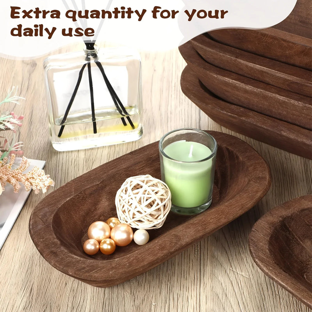 10 Pack Wooden Dough Bowls Bulk Rustic Dough Bowls Hand Carved Wood Bowl Dining Room Paulownia Bowls for... - House Of Avana