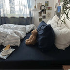 Breezy Stripe Washed Cotton Blue Bedding Set Ever Lasting
