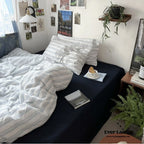 Breezy Stripe Washed Cotton Blue Bedding Set Ever Lasting