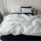 Breezy Stripe Washed Cotton Blue Bedding Set Ever Lasting