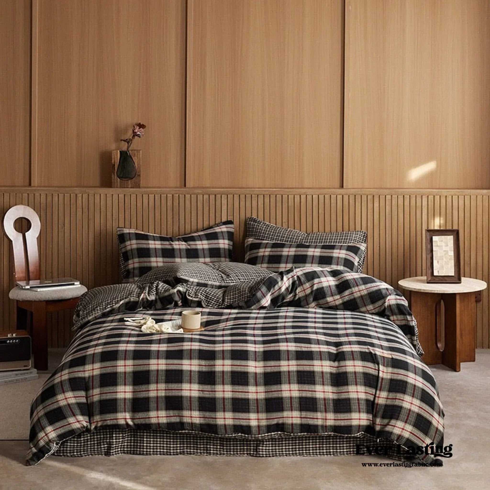 British Vintage Plaid Bedding Set / Black Ever Lasting