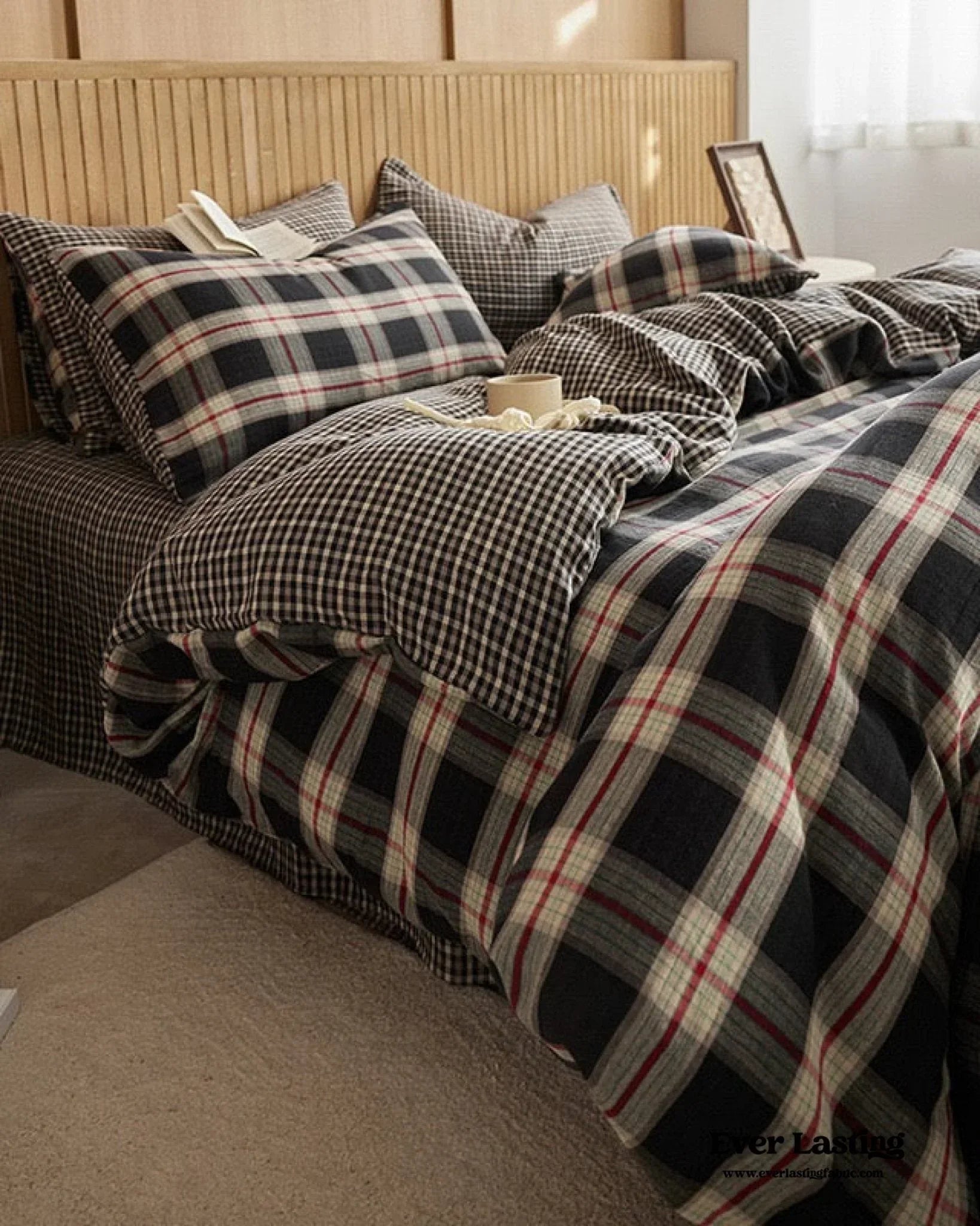 British Vintage Plaid Bedding Set / Black Ever Lasting