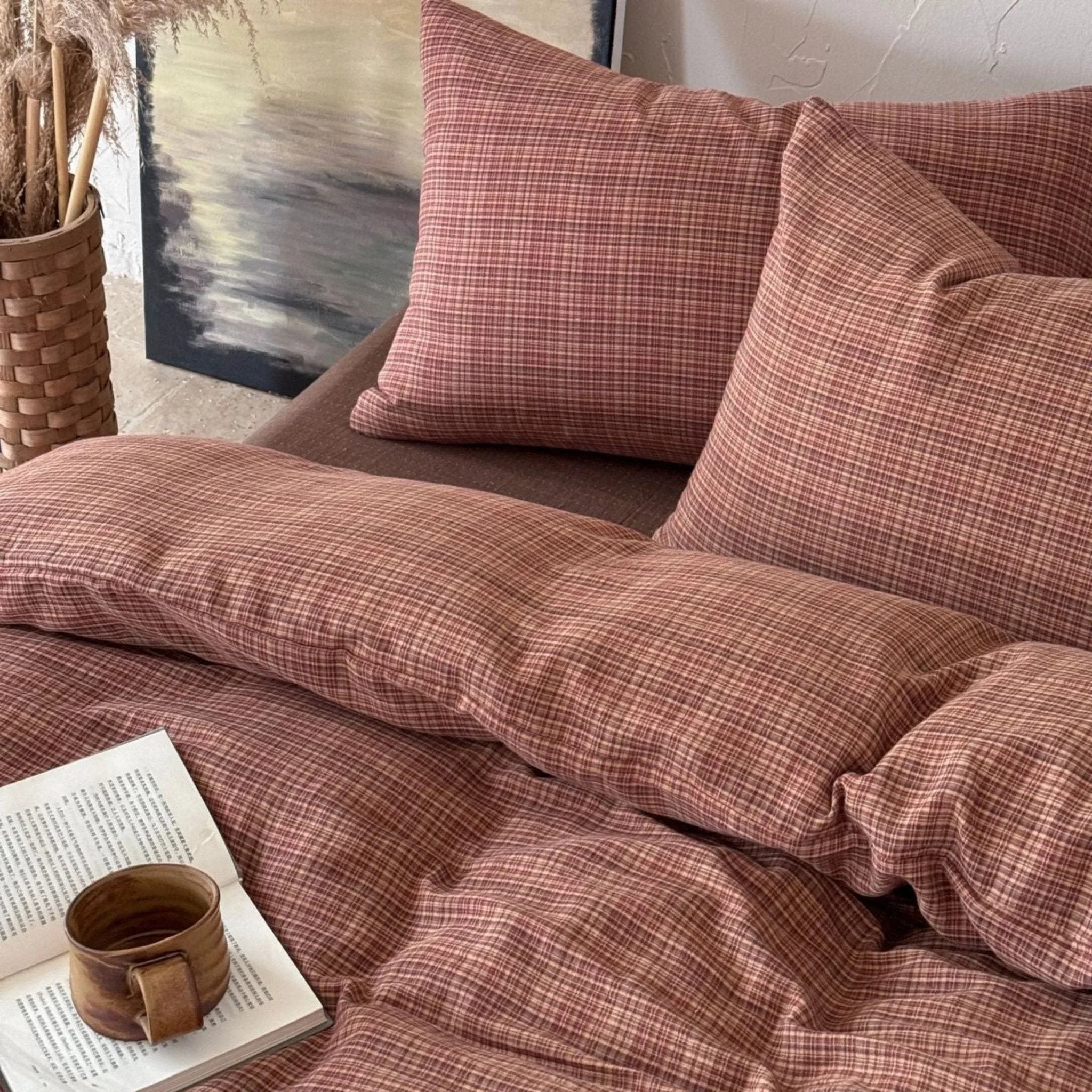 British Vintage Plaid Bedding Set / Brown Ever Lasting