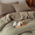 British Vintage Plaid Bedding Set / Brown