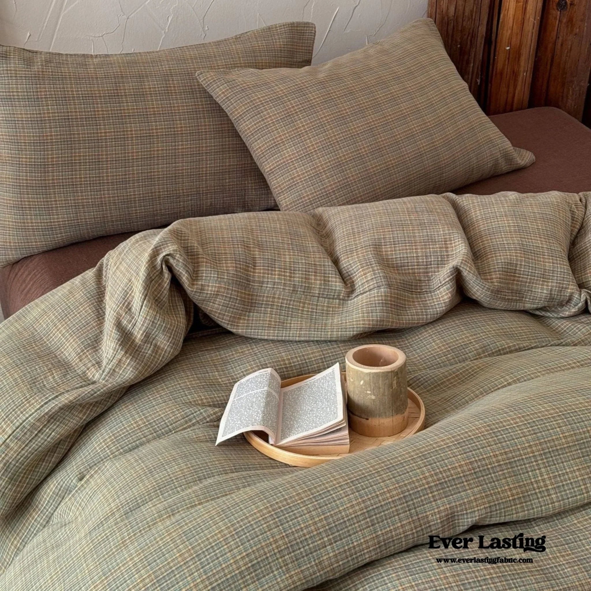 British Vintage Plaid Bedding Set / Brown