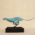 Abstract Bronze Leopard Sculpture Modern Art Running Leopard Bronze Statue Casting Cheetah Animal... - House Of Avana