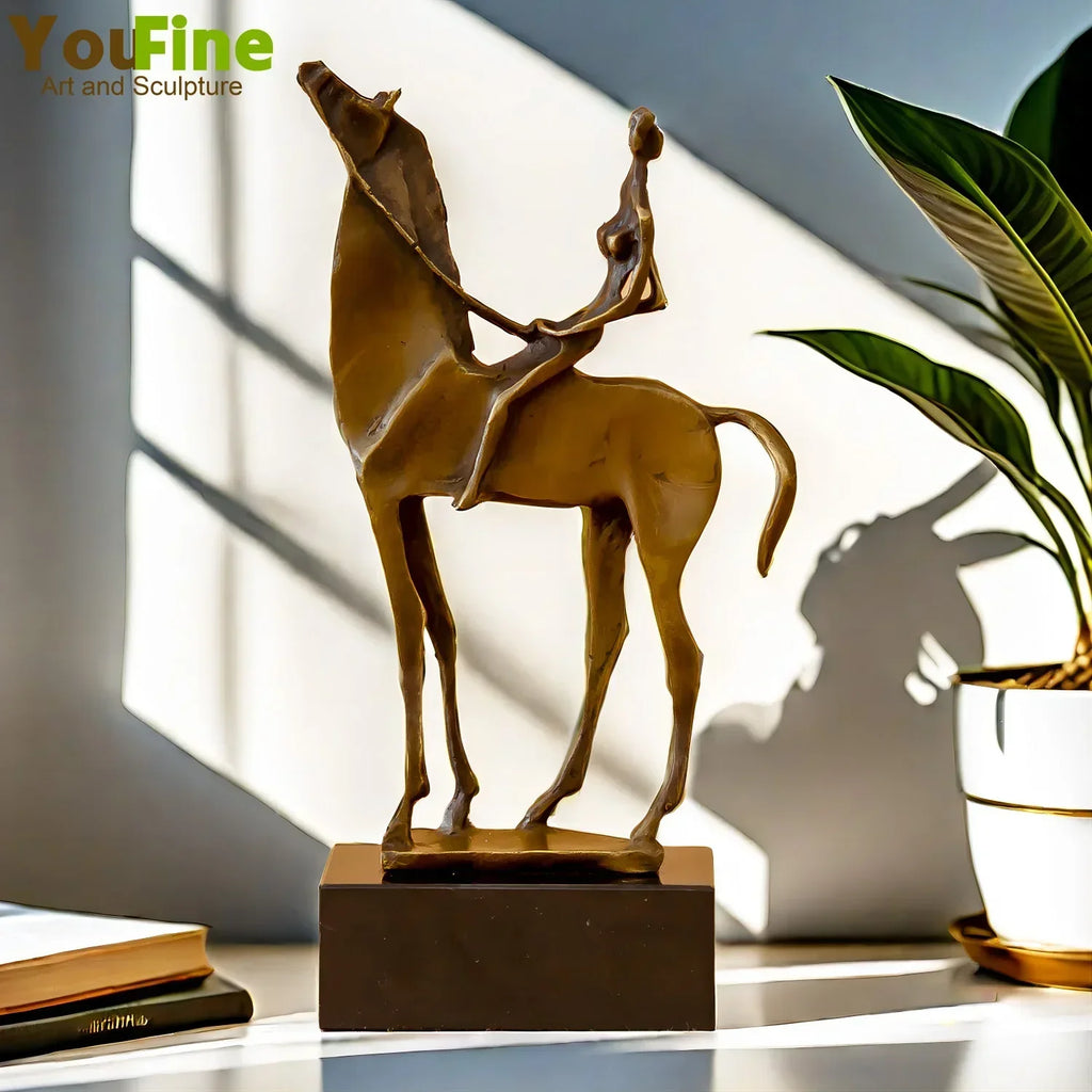 Abstract Modern Art Salvador Dali Woman on Horseback Bronze Statue Animal Bronze Sculptures for Home... - House Of Avana