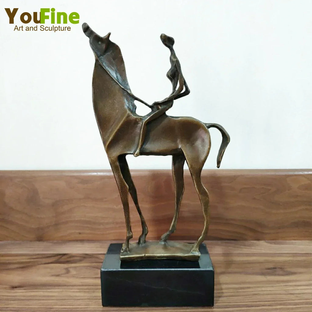 Abstract Modern Art Salvador Dali Woman on Horseback Bronze Statue Animal Bronze Sculptures for Home... - House Of Avana