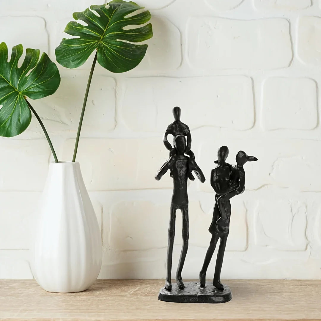 Abstract Family Statue - Modern Bronze Finish, front view - House Of Avana