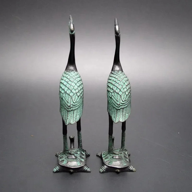 2 Pack Crane Statue Turtle Sculpture Antique Bronze Art Statue Handicraft Chinese Feng Shui Home... - House Of Avana
