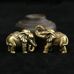 Bronze miniature elephant figurines, intricate details, metallic finish - House of Avana