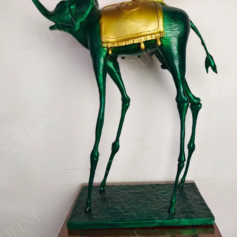 Bronze elephant sculpture with triumphant pose, bronze casting, detailed trunk - House of Avana