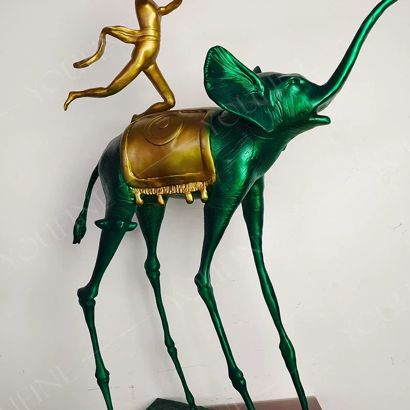 Bronze elephant sculpture with triumphant pose, bronze casting, detailed trunk - House of Avana