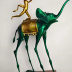 Bronze elephant sculpture with triumphant pose, bronze casting, detailed trunk - House of Avana