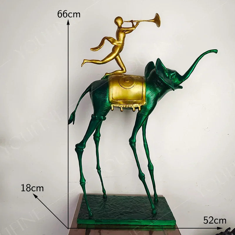 Bronze elephant sculpture with triumphant pose, bronze casting, detailed trunk - House of Avana