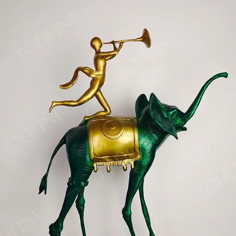 Bronze elephant sculpture with triumphant pose, bronze casting, detailed trunk - House of Avana