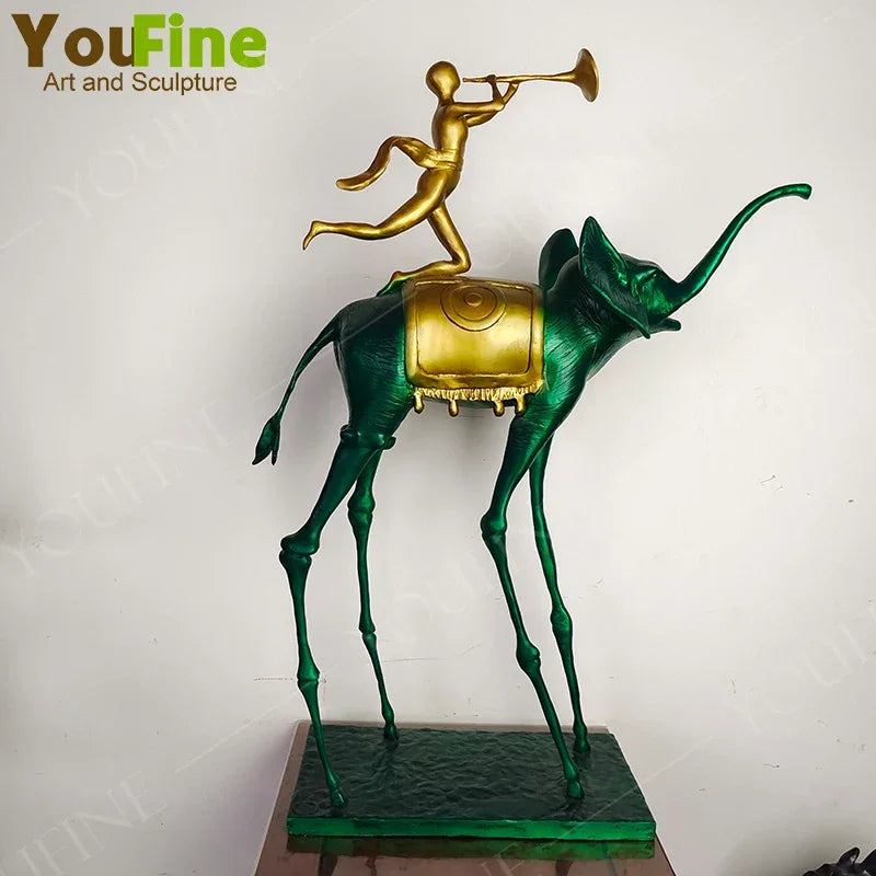 66cm Famous Triumphant Elephant Bronze Sculpture Casting Bronze Salvador Dali Elephant Statue for Home... - House Of Avana