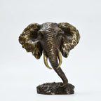 Bronze Thai Elephant Head Statue Animal Bust Sculpture Modern Wildlife Figurine Art Home Decor Small,... - House Of Avana