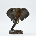 Bronze Thai Elephant Head Statue Animal Bust Sculpture Modern Wildlife Figurine Art Home Decor Small,... - House Of Avana