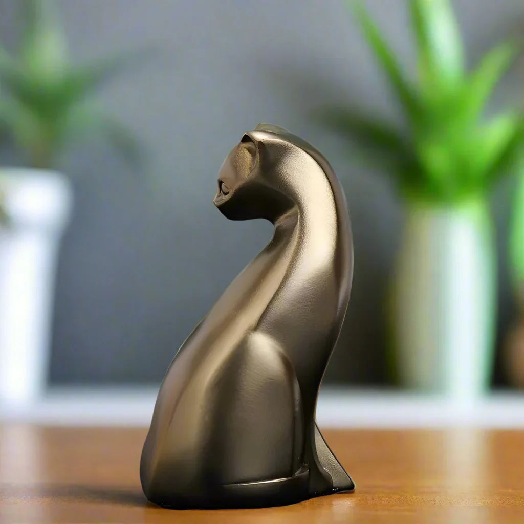 Bronze Cat Figurine, back view - House Of Avana