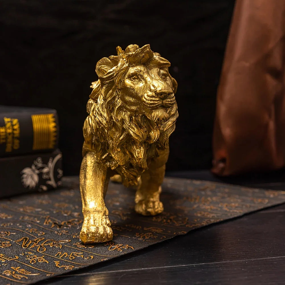 Lion Figurine - Bronze Finish Sculpture, back view - House Of Avana