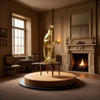 Bronze leopard figurine on a tree stump base, metallic décor - House of Avana