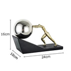 Mythical Figure Sculpture - Sisyphus Bronze Desk Statue, angled view - House Of Avana