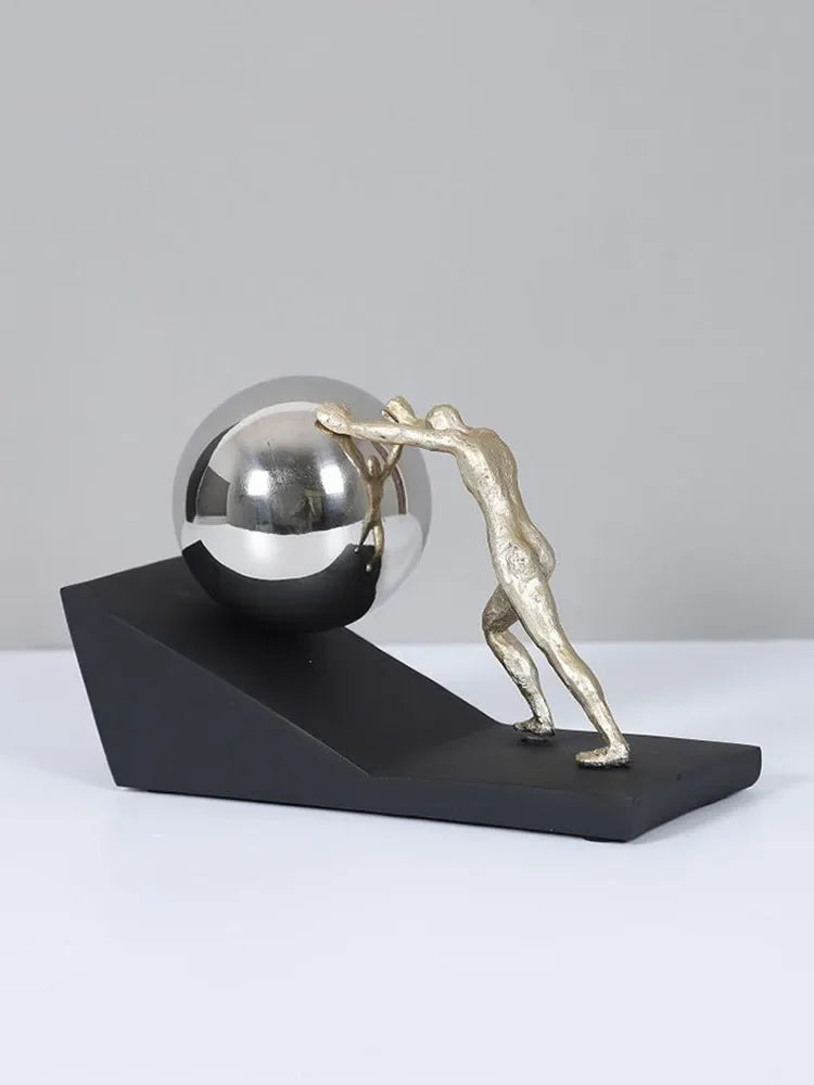 Mythical Figure Sculpture - Sisyphus Bronze Desk Statue, top view - House Of Avana