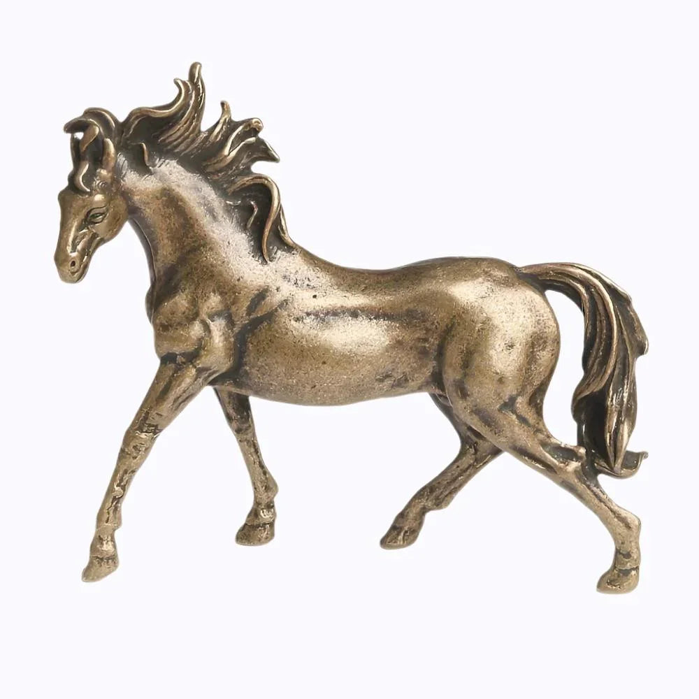 Bronze stallion pair statue, majestic miniature figurines - House of Avana