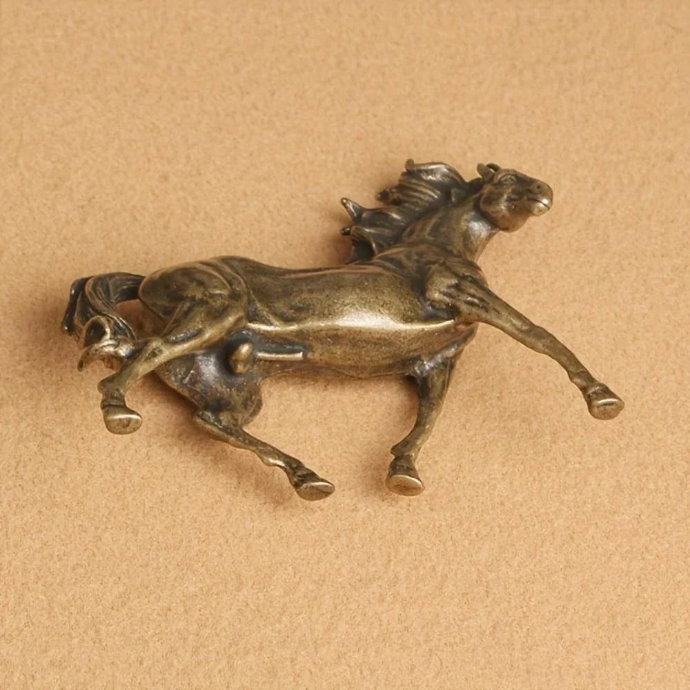 Bronze stallion pair statue, majestic miniature figurines - House of Avana