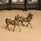 Bronze stallion pair statue, majestic miniature figurines - House of Avana