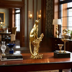 Bronze Figurine - Leopard on Tree Stump Base, texture detail - House Of Avana