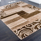 Brown Beige Designer Rug for Living Room RugYourHome