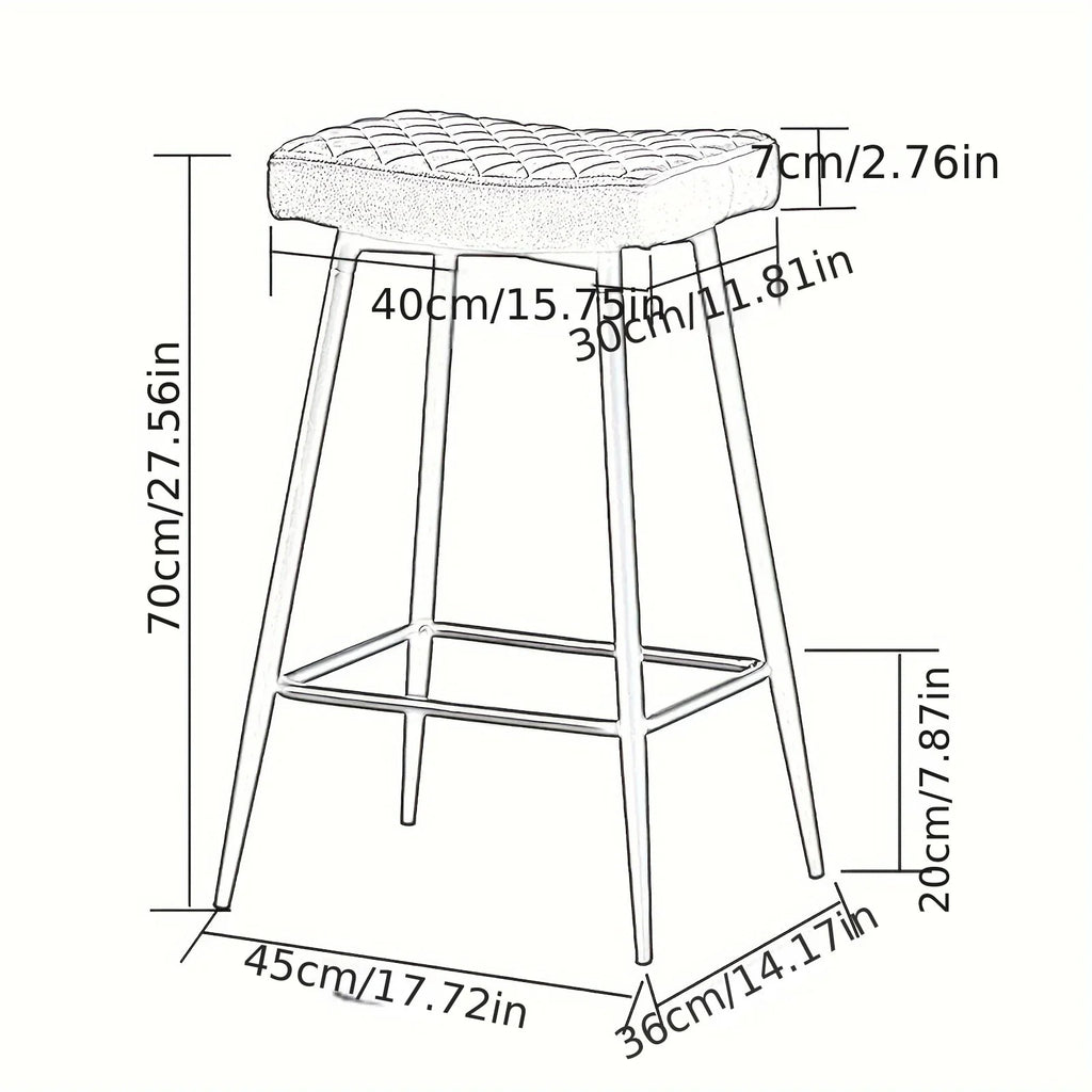 Bar Stools Set of Pu Brown Barstools with Black Metal Legs Kitchen Island Stools, High Bar Chairs for... - House Of Avana