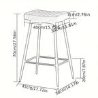 Bar Stools Set of Pu Brown Barstools with Black Metal Legs Kitchen Island Stools, High Bar Chairs for... - House Of Avana