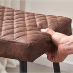 Bar Stools Set of Pu Brown Barstools with Black Metal Legs Kitchen Island Stools, High Bar Chairs for... - House Of Avana