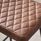 Bar Stools Set of Pu Brown Barstools with Black Metal Legs Kitchen Island Stools, High Bar Chairs for... - House Of Avana