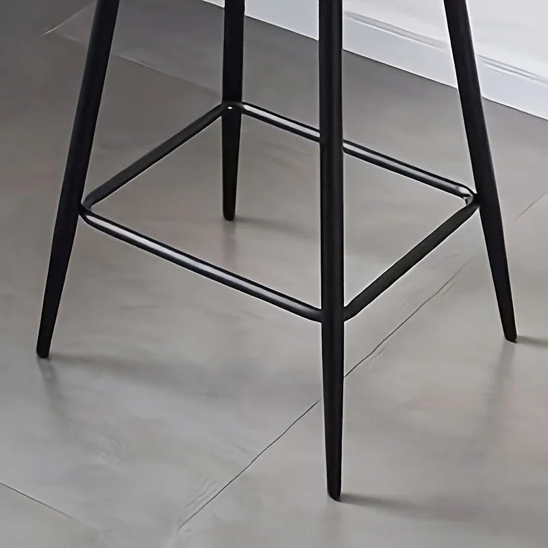 Bar Stools Set of Pu Brown Barstools with Black Metal Legs Kitchen Island Stools, High Bar Chairs for... - House Of Avana