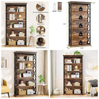 6 - Tier Bookcase, Inches Industrial Bookshelves and Bookcases, Floor Standing Shelf Display Storage... - House Of Avana