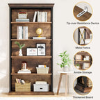 6 - Tier Bookcase, Inches Industrial Bookshelves and Bookcases, Floor Standing Shelf Display Storage... - House Of Avana