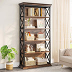 6 - Tier Bookcase, Inches Industrial Bookshelves and Bookcases, Floor Standing Shelf Display Storage... - House Of Avana