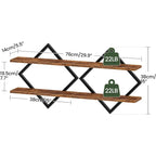 Set of Wood Floating Shelves - Heavy-duty Rustic Brown Wood Grain Wall-mounted 2-tier Hanging Shelves... - House Of Avana