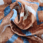 Canvello Handmade Brown & Blue Pillow with Down Cover - 16x24, side view - House Of Avana