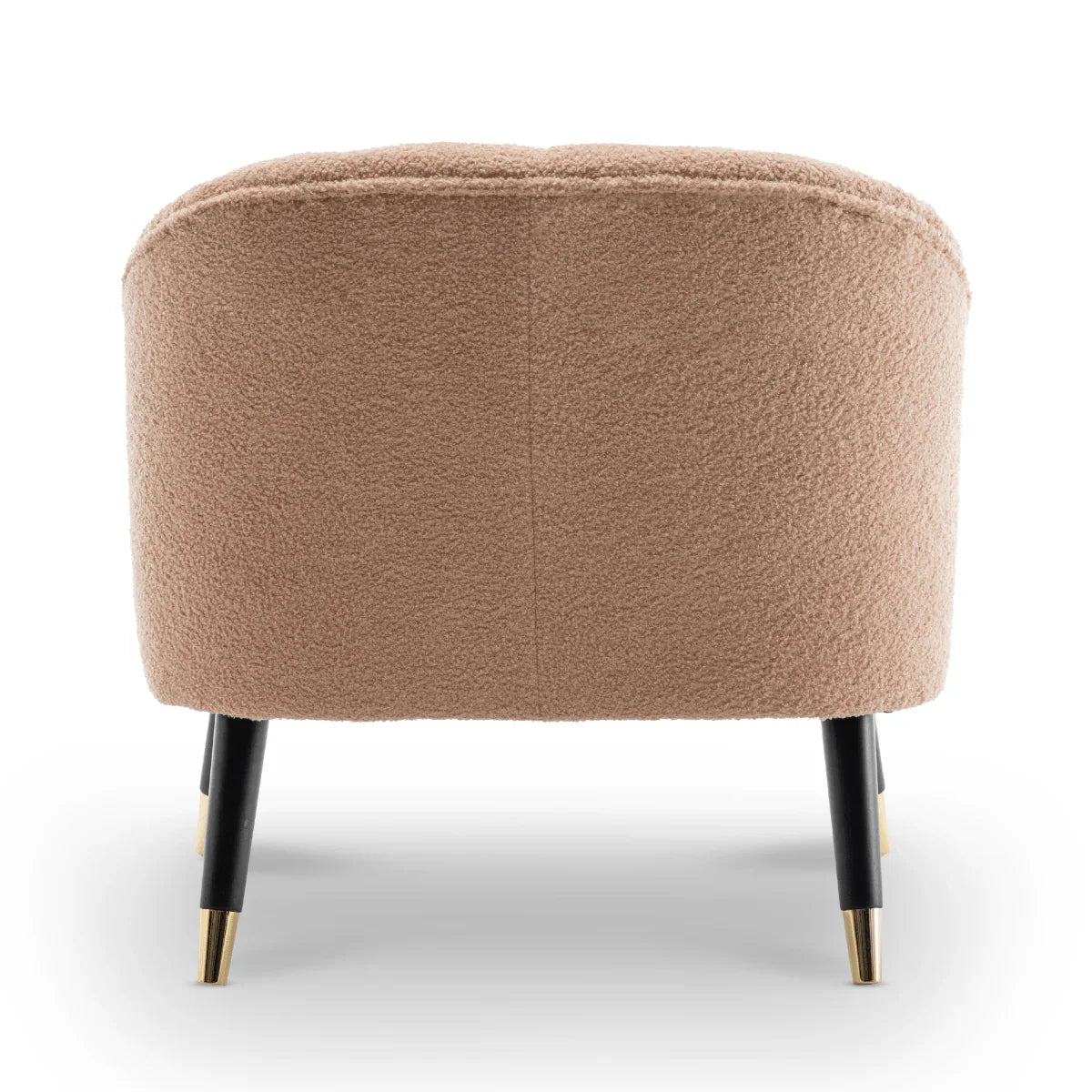 Light Brown Faux Leather Boucle Accent Chair with Textured Fabric, top view - House Of Avana