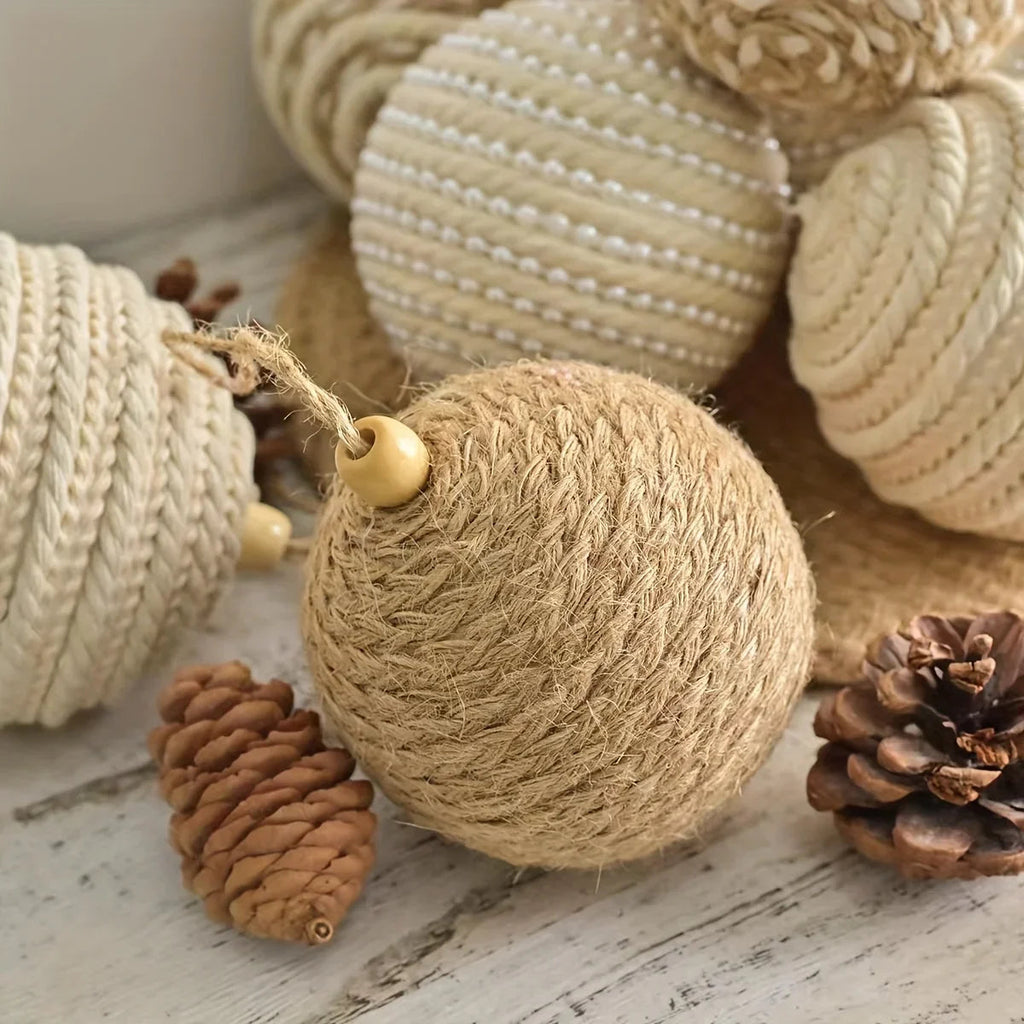 Brown Christmas Ball Set S with Wooden Clips 3.15-inch Rope - House Of Avana [[SKU:HOA-XMS-059]]