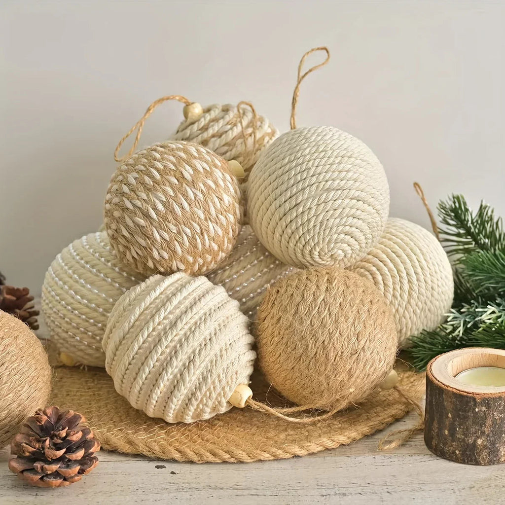 Brown Christmas Ball Set S with Wooden Clips 3.15-inch Rope - House Of Avana [[SKU:HOA-XMS-059]]