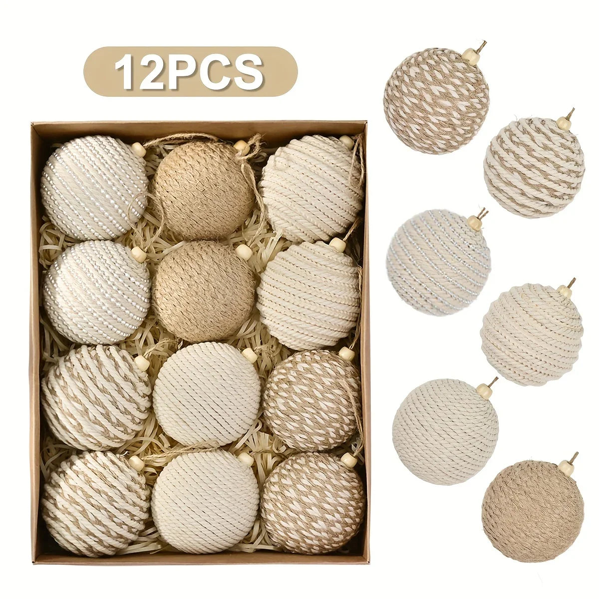 Brown Christmas Ball Set S with Wooden Clips 3.15-inch Rope - House Of Avana [[SKU:HOA-XMS-059]]