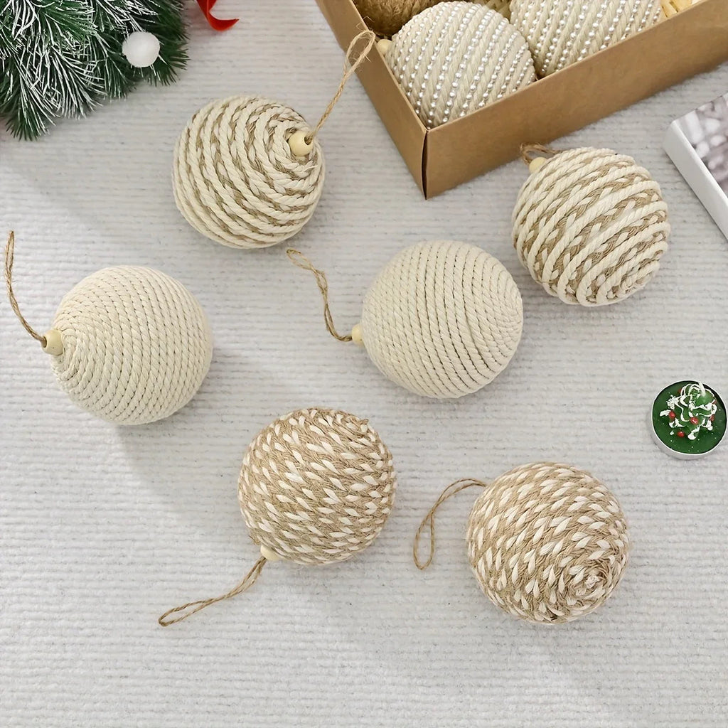 Brown Christmas Ball Set S with Wooden Clips 3.15-inch Rope - House Of Avana [[SKU:HOA-XMS-059]]